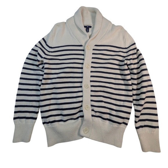 GAP Sweaters - GAP Womens Shawl Collar Cardigan Sweater –‎ Cream Navy Stripe S